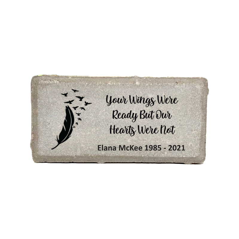 Personalized Memorial Stone – Custom Feather Design | Sympathy Plaque