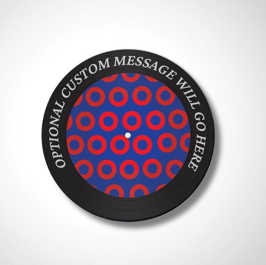 Phish Theme Record Art, 12" Real Vinyl Record Printed with Fishman Pattern, Phish Fan, retro wall art, upcycled vinyl record art