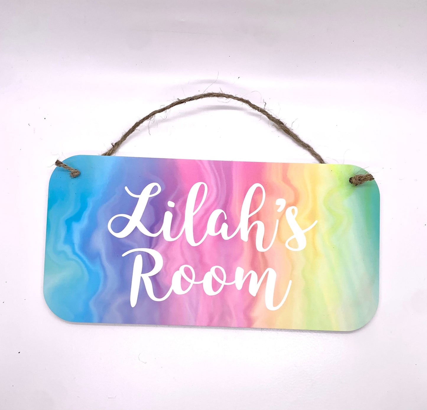 Personalized Name Sign - Rainbow Swirl Sign | Waterproof PVC Kids Room Decor