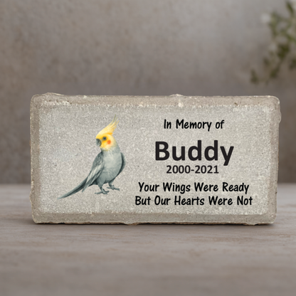 Cockatiel Memorial Stone - Personalized Pet Memorial Gift With Name