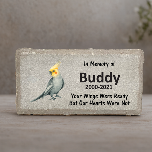 Cockatiel Memorial Stone - Personalized Pet Memorial Gift With Name