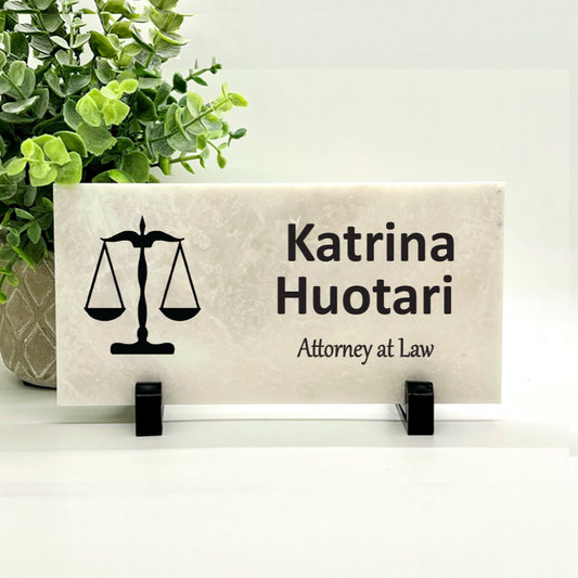 Attorney Desk Sign – Custom Lawyer Name Plate | Personalized Marble Plaque