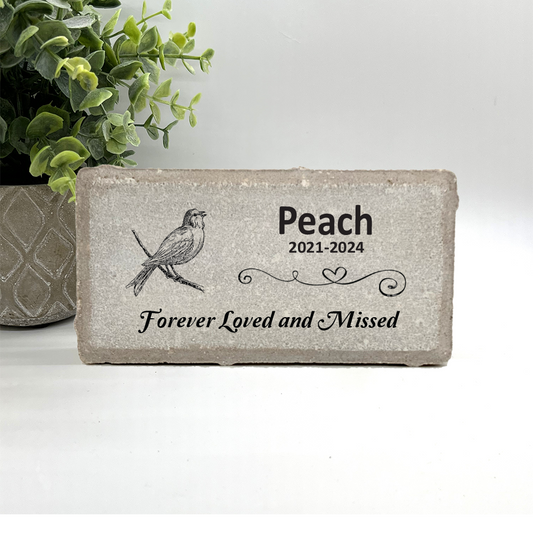 Bird Memorial Stone - Personalized Outdoor Memorial Stone With Marble Or Concrete Display