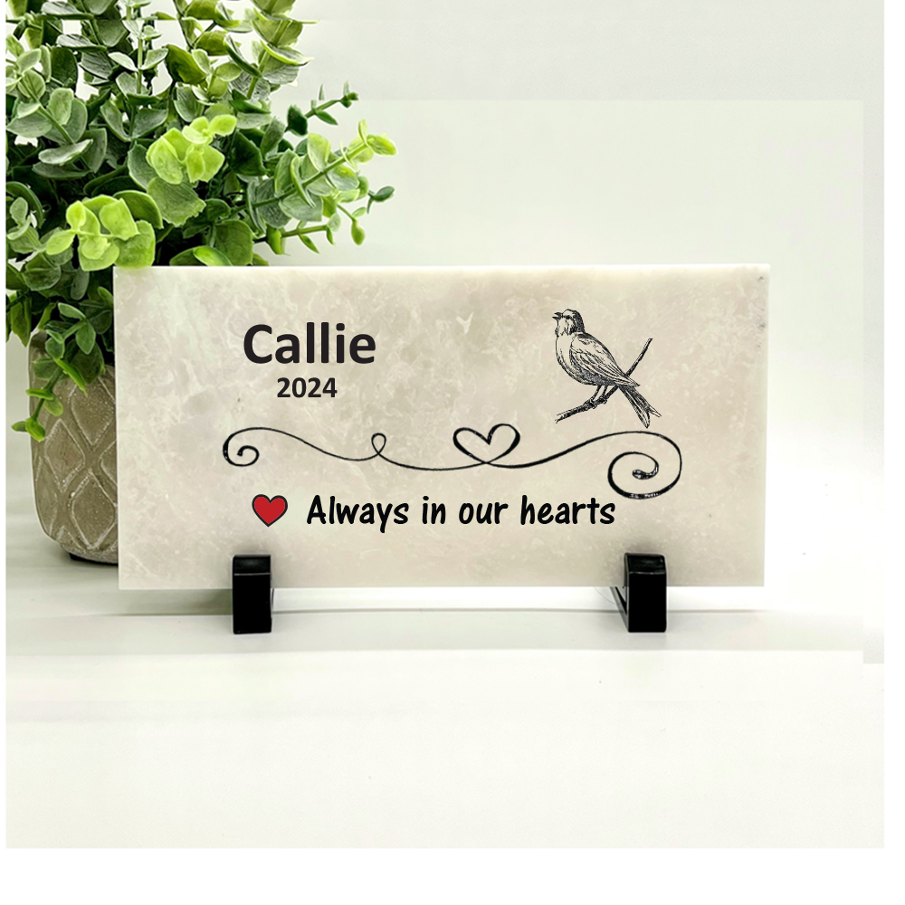 Bird Memorial Stone - Personalized Custom Outdoor Concrete Plaque