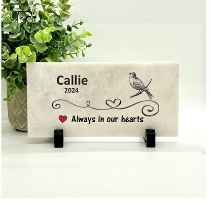 Bird Memorial Stone - Personalized Custom Outdoor Concrete Plaque