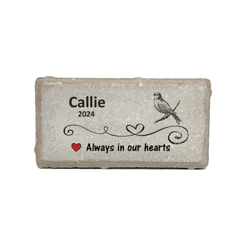 Bird Memorial Stone - Personalized Custom Outdoor Concrete Plaque