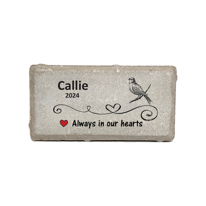 Bird Memorial Stone - Personalized Custom Outdoor Concrete Plaque