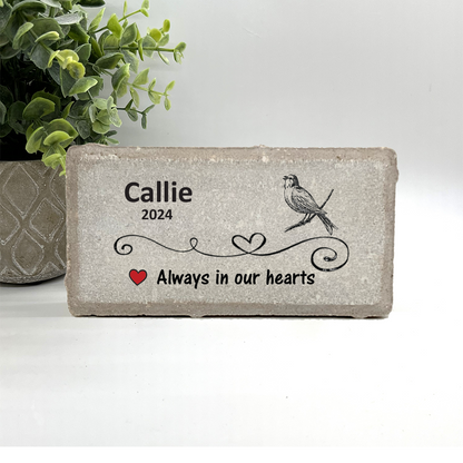 Bird Memorial Stone - Personalized Custom Outdoor Concrete Plaque