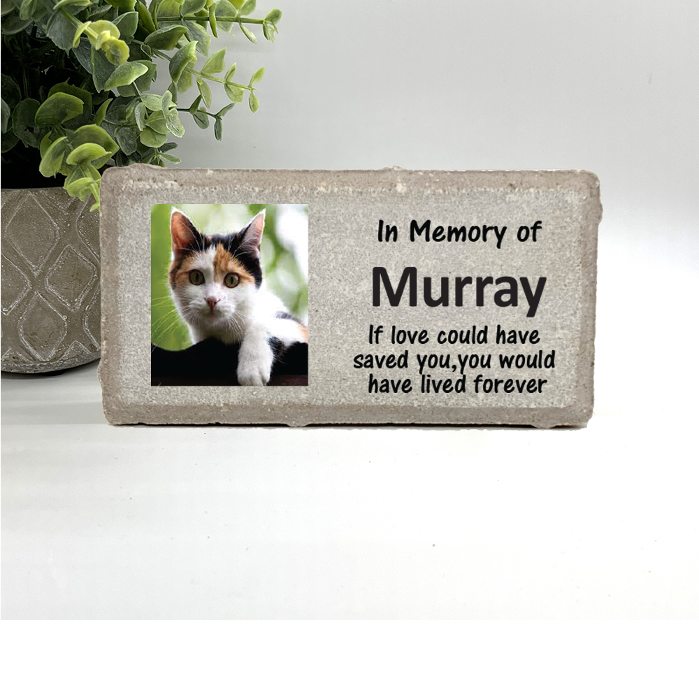 Cat Memorial Stone - Personalized Photo Pet Memorial Stone | Custom Outdoor Plaque