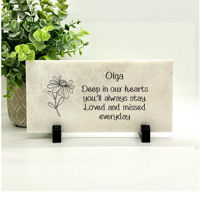 Personalized Memorial Stone – Custom Flower Memorial Stone With Tribute