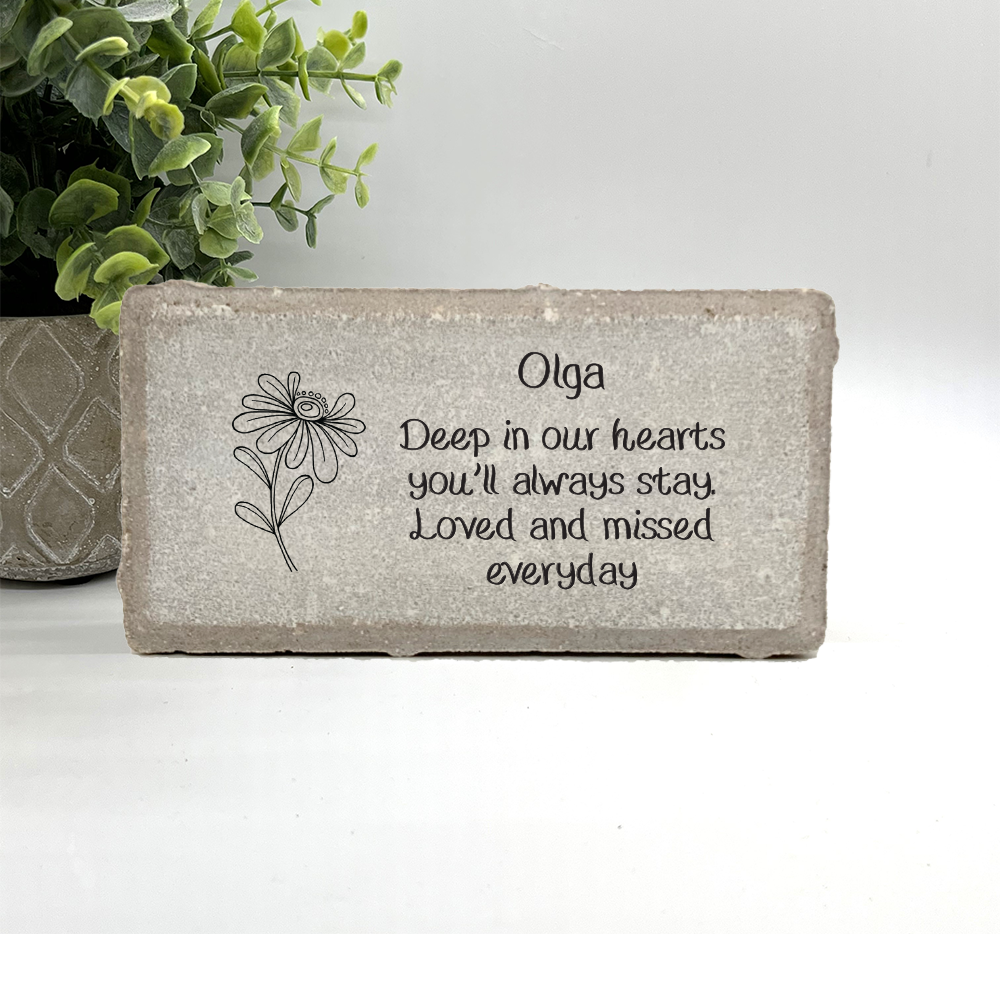 Personalized Memorial Stone – Custom Flower Memorial Stone With Tribute