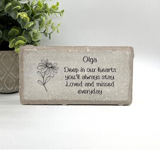 Personalized Memorial Stone – Custom Flower Memorial Stone With Tribute