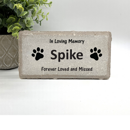 Pet Memorial Stone - Personalized Dog Cat Memorial With Paw Prints