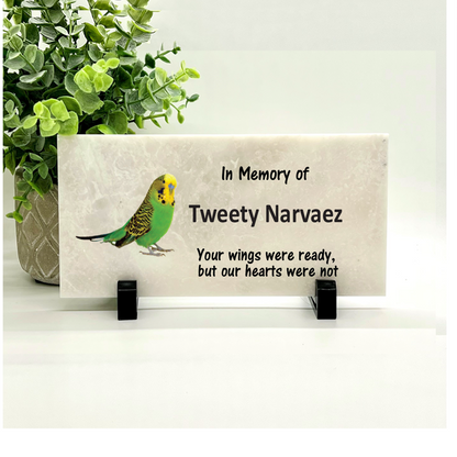 Parakeet Memorial Stone - Personalized Pet Memorial Stone | Custom Outdoor Garden Plaque
