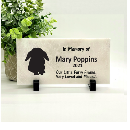 Rabbit Memorial Stone - Custom Pet Memorial Stone | Floppy Ear Bunny Tribute