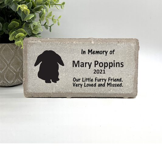 Rabbit Memorial Stone - Custom Pet Memorial Stone | Floppy Ear Bunny Tribute