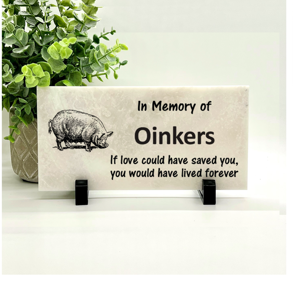 Pig Memorial Stone - Personalized Keepsake With Custom Name - Sympathy Gift