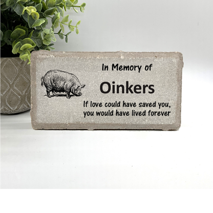 Pig Memorial Stone - Personalized Keepsake With Custom Name - Sympathy Gift