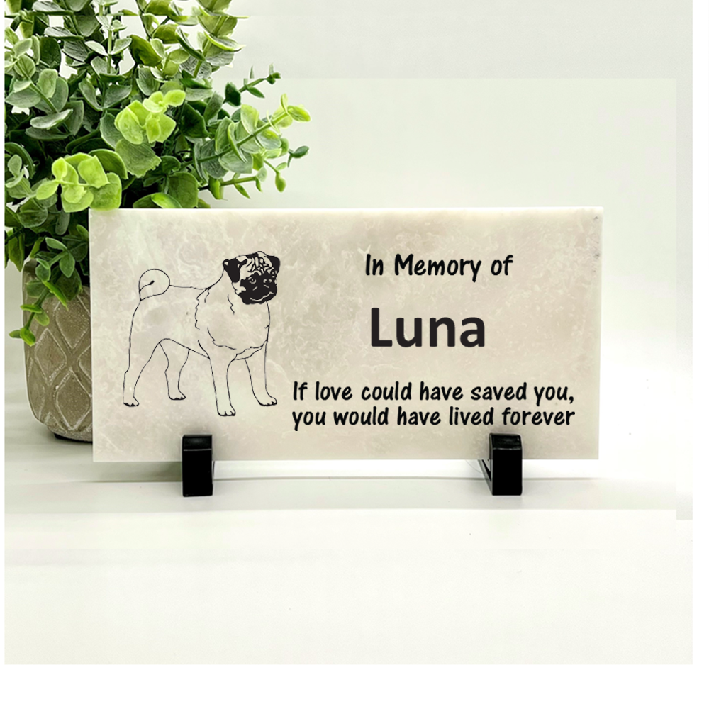Pug Memorial Stone - Custom Pet Stone | Personalized Dog Memorial Gift