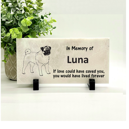 Pug Memorial Stone - Custom Pet Stone | Personalized Dog Memorial Gift