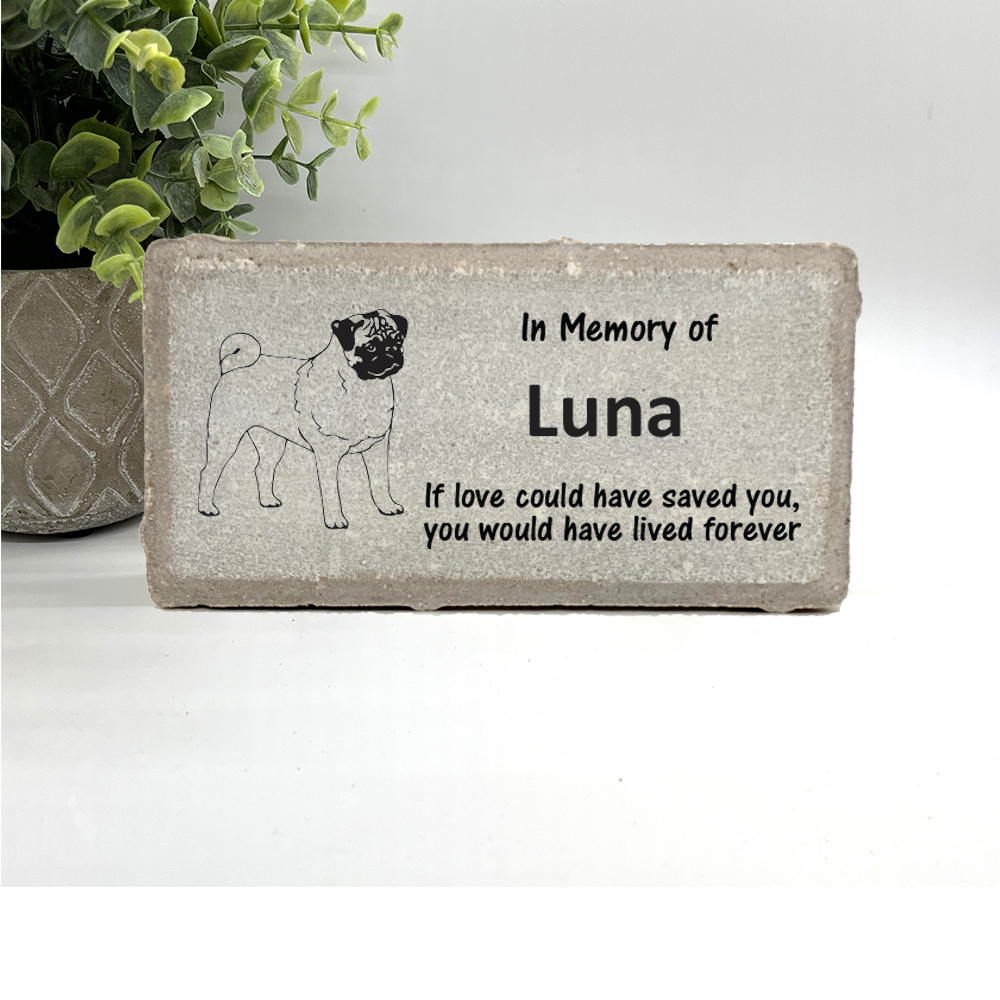 Pug Memorial Stone - Custom Pet Stone | Personalized Dog Memorial Gift