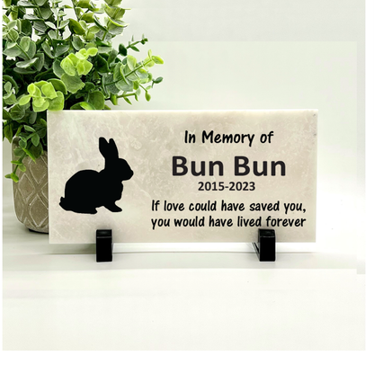 Rabbit Memorial Stone - Personalized Pet Grave Marker | Outdoor Garden Plaque