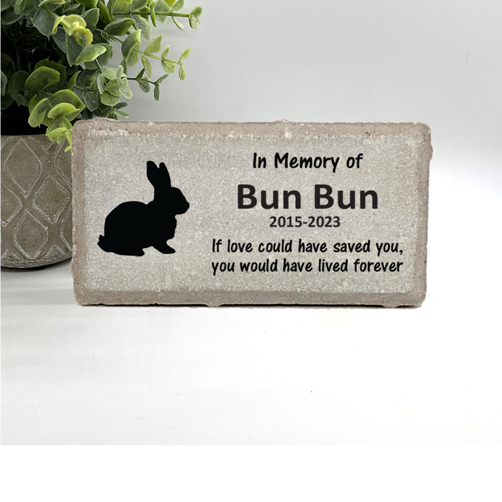 Rabbit Memorial Stone - Personalized Pet Grave Marker | Outdoor Garden Plaque
