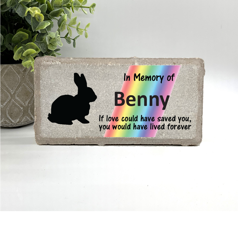 Rabbit Memorial Stone - Personalized Pet Keepsake | Rainbow Bridge Stone