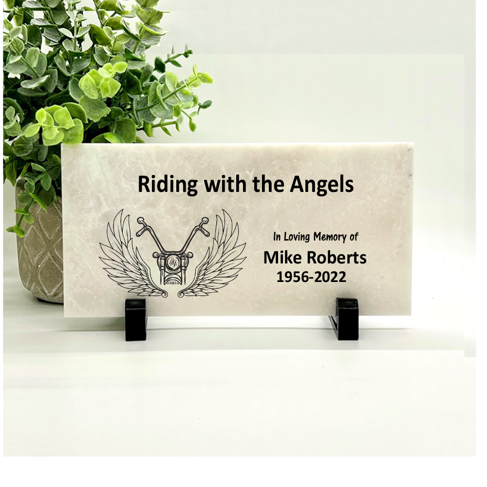 Motorcycle Biker Memorial - Custom Memorial Stone | Riding with Angels Gift