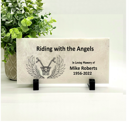 Motorcycle Biker Memorial - Custom Memorial Stone | Riding with Angels Gift