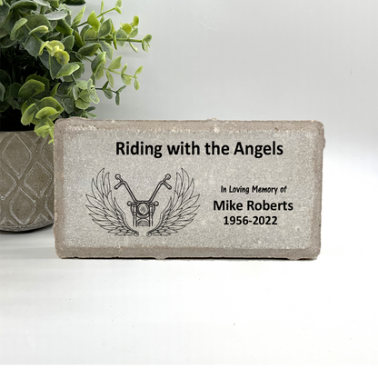 Motorcycle Biker Memorial - Custom Memorial Stone | Riding with Angels Gift