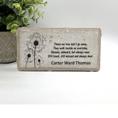 Personalized Dandelion Memorial Stone - Custom Grave Marker | Memorial Garden Stone