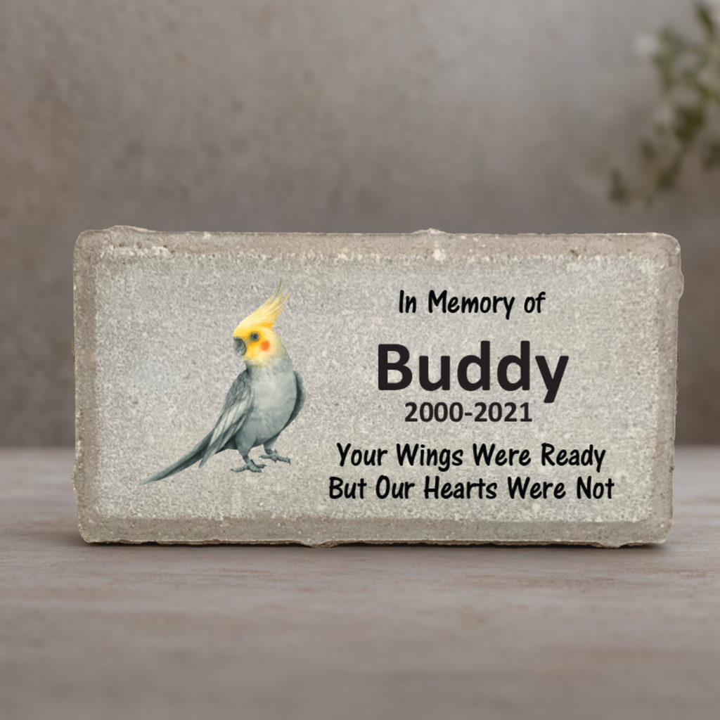 Cockatiel Memorial Stone - Personalized Pet Memorial Gift With Name