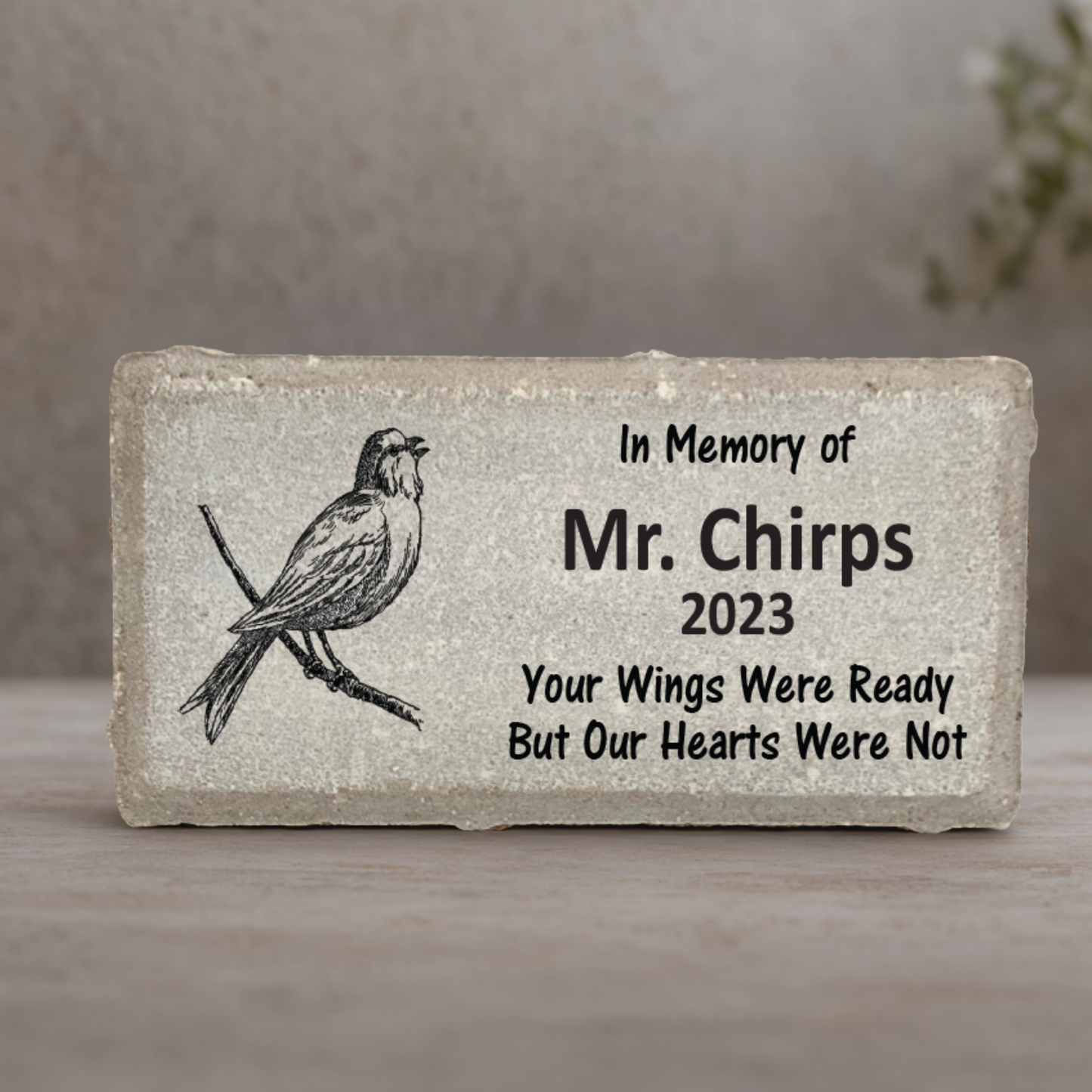 Bird Memorial Stone - Custom Concrete & Marble Pet Remembrance Gift