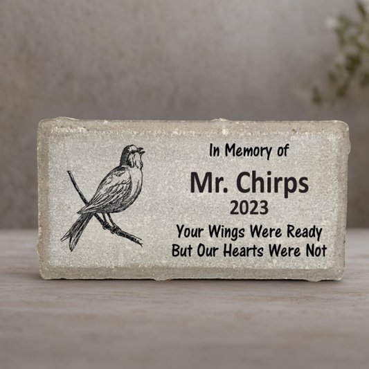 Bird Memorial Stone - Custom Concrete & Marble Pet Remembrance Gift