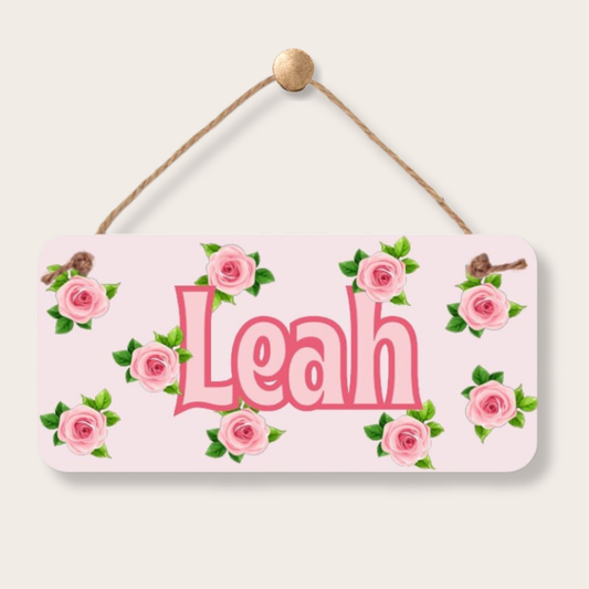 Rose Name Sign - Personalized Pink Rose Sign | Custom Kids Room Decor custom kids room name sign with personalized name design