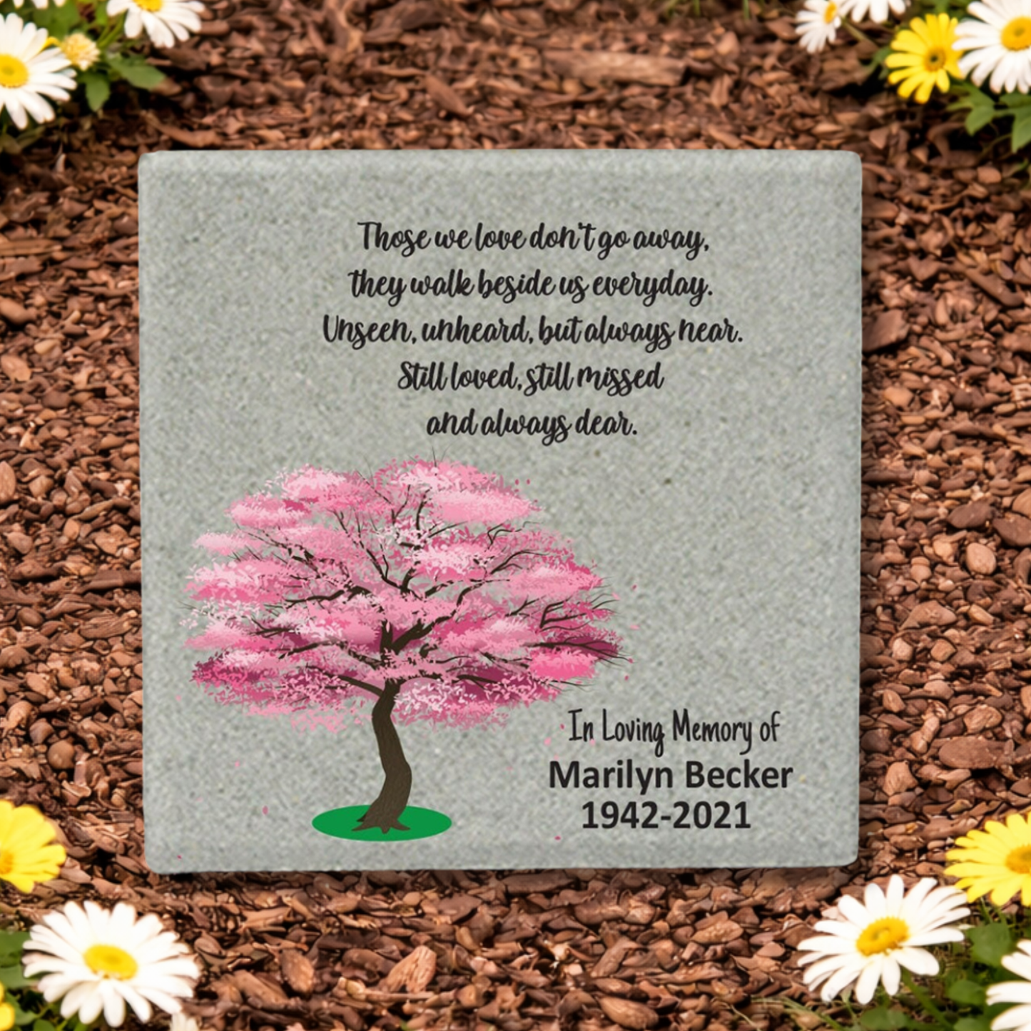 Custom Memorial Stone - Cherry Blossom Sympathy Condolence Gift 12x12 Paver