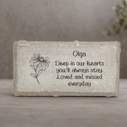 Personalized Memorial Stone – Custom Flower Memorial Stone With Tribute