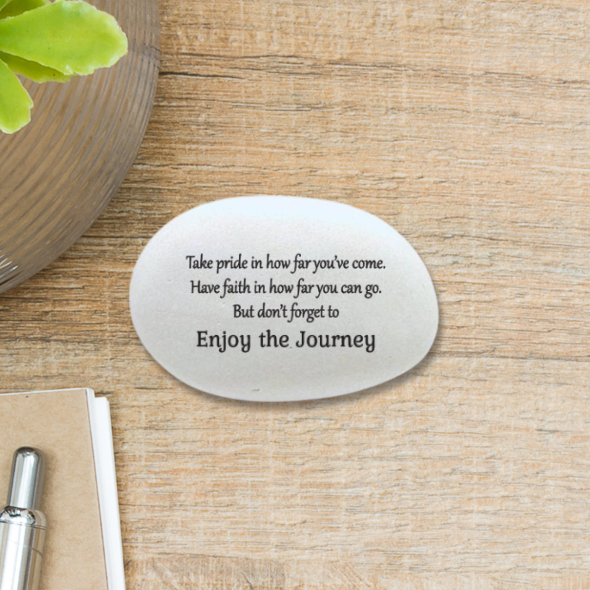 Enjoy the Journey Inspirational gift stone - Handcrafted Stone featuring the phrase enjoy the journey in an inspirational des