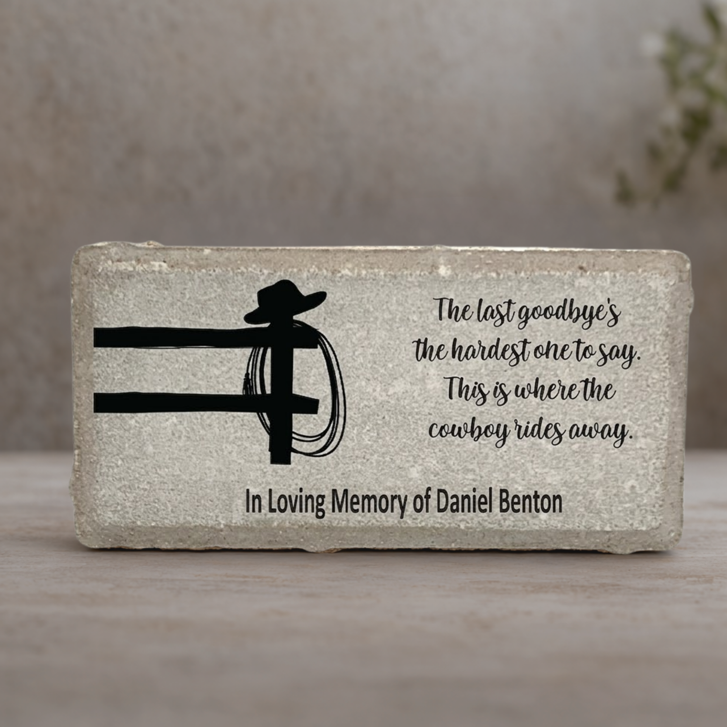 Cowboy Memorial Stone Sympathy Gift | Personalized Bereavement Keepsake