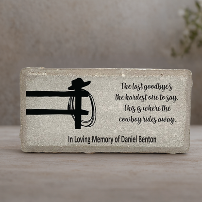 Cowboy Memorial Stone Sympathy Gift | Personalized Bereavement Keepsake