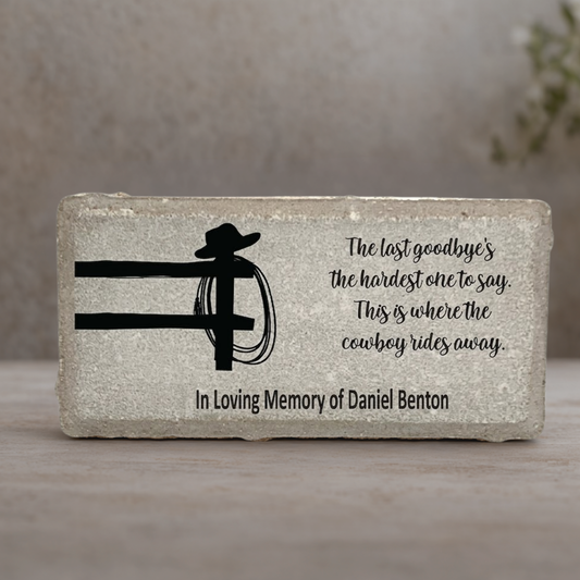Cowboy Memorial Stone Sympathy Gift | Personalized Bereavement Keepsake