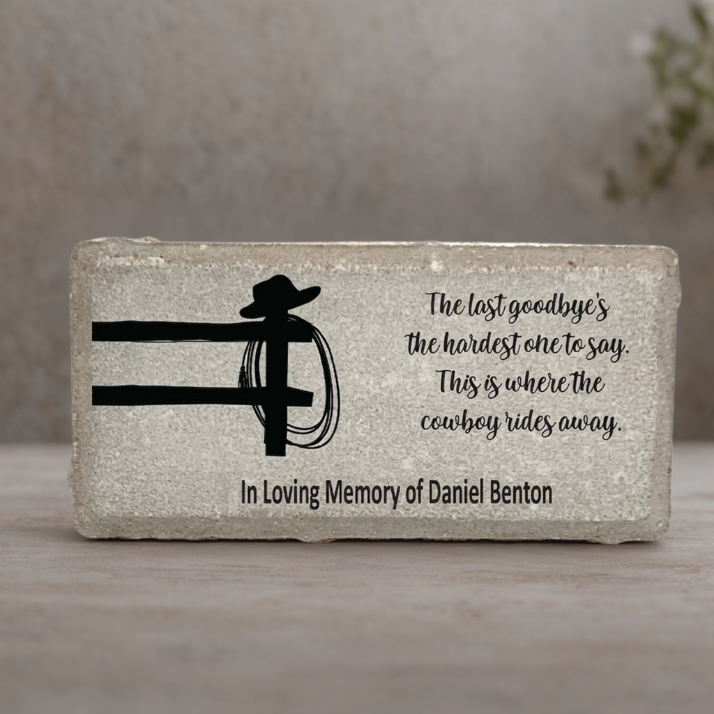 Cowboy Memorial Stone Sympathy Gift | Personalized Bereavement Keepsake