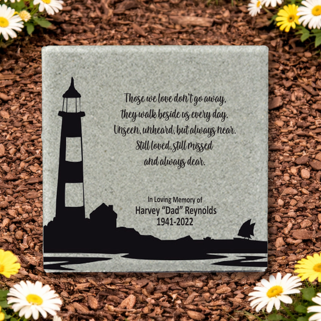 Personalized Memorial Stone - Custom Lighthouse Memorial Gift - 12x12 Garden Memorial