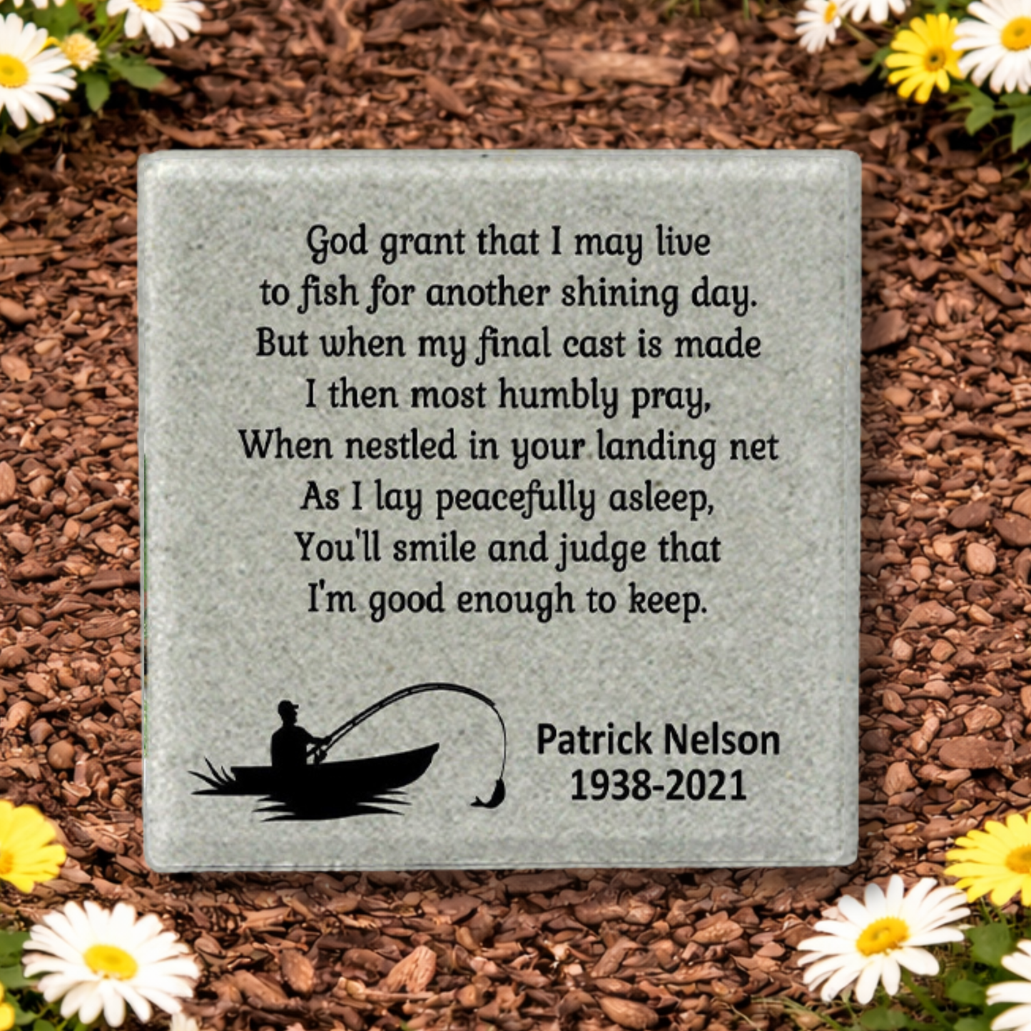 Fisherman Memorial Stone - Personalized Outdoor Remembrance Stone | Custom Sympathy Gift