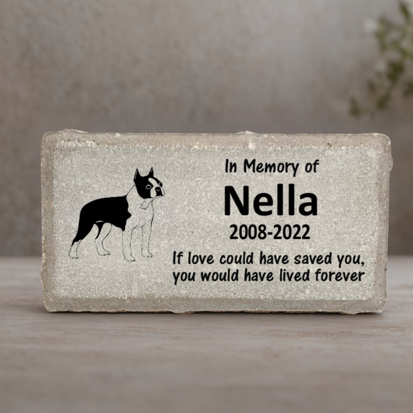 Boston Terrier Memorial Stone - Personalized Pet Memorial Keepsake