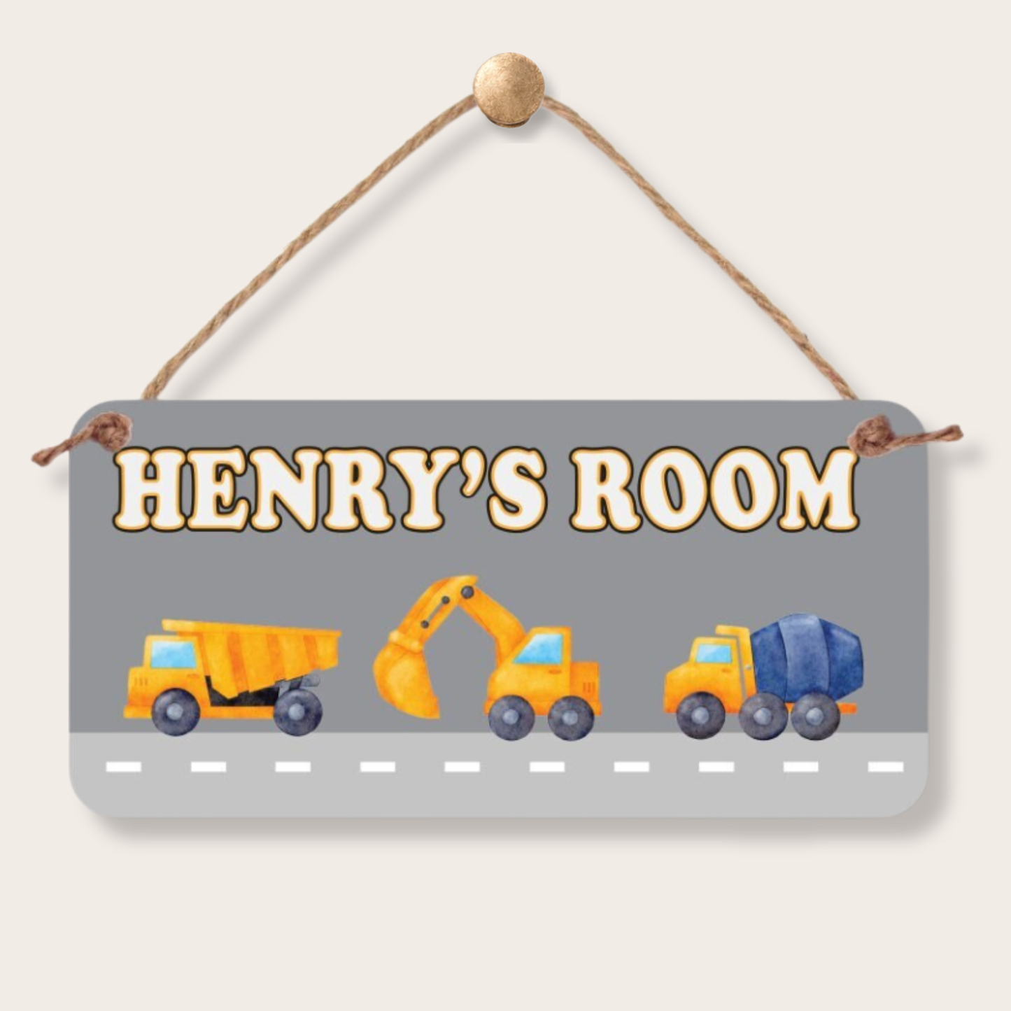 Construction Trucks Name Sign  - Personalized Kids Room Sign custom kids room name sign with personalized name design