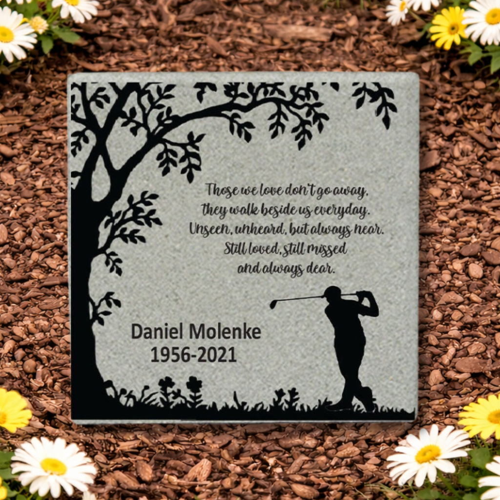 Golfer Memorial Stone - Custom Memorial Gift | Paver Stone 12x12