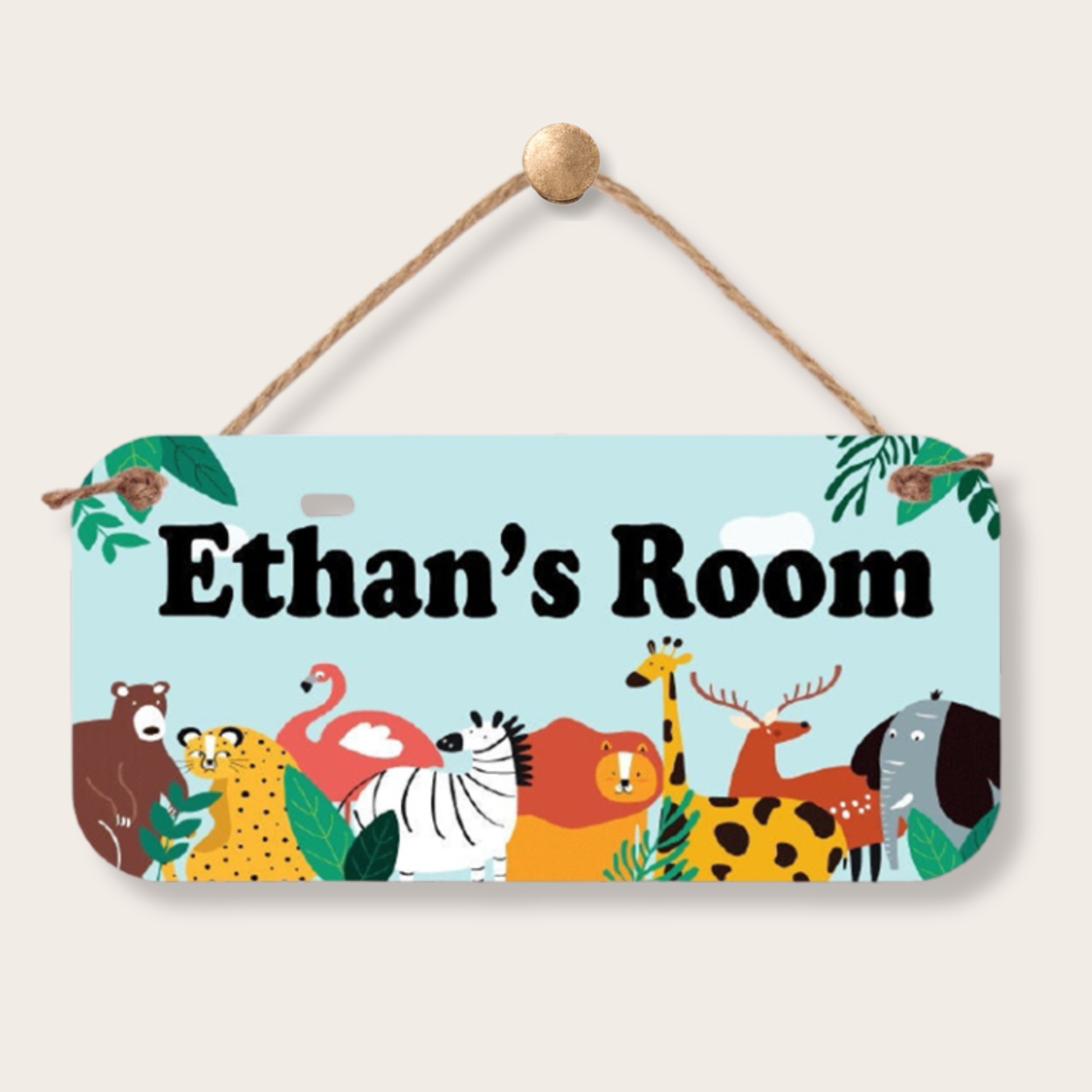 Personalized Room Sign - Jungle Animal Sign | Custom Name Plaque For Kids Decor custom kids room name sign with personalized name design