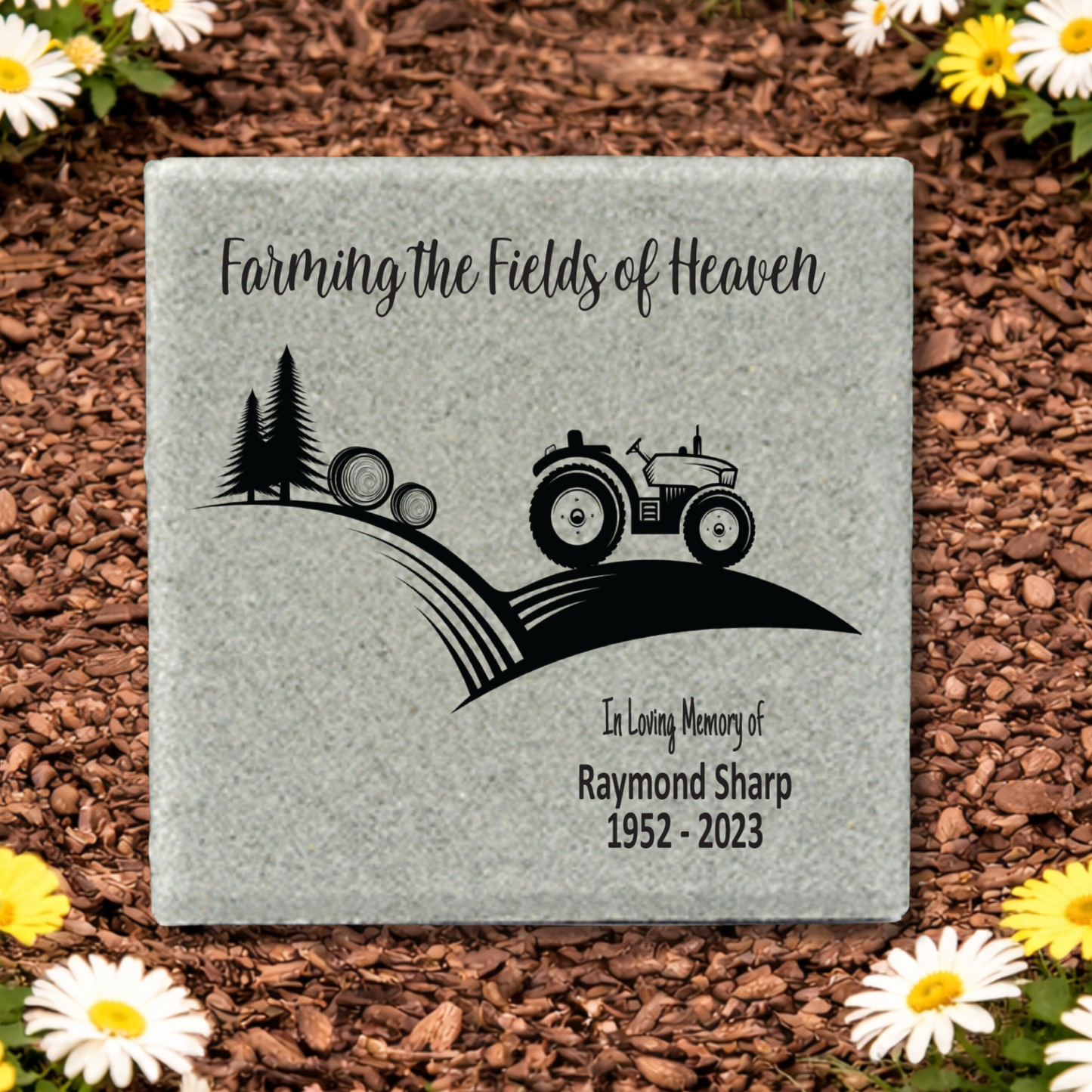 Farmer Memorial Stone - Custom 12x12 Concrete Garden Plaque | Bereavement Gift